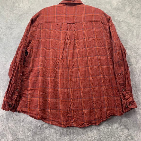 Vintage Woolrich Mens Rust Plaid Long Sleeve Button Down Shirt XL Cotton - Picture 2 of 12